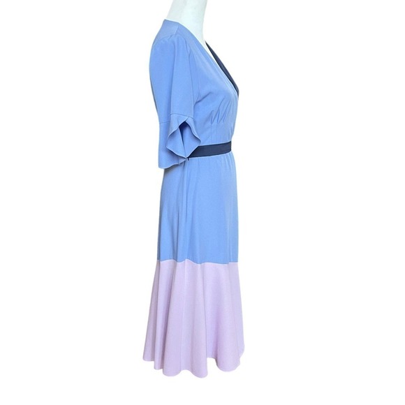 Hutch Pastel Colorblock Faux Wrap Midi Dress Blue Size 2 Mother's Day Wedding - Picture 5 of 12